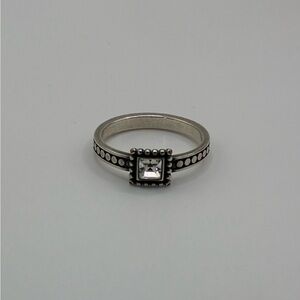 Brighton Silver-Tone Square Crystal Ring Size 9 w/Bag